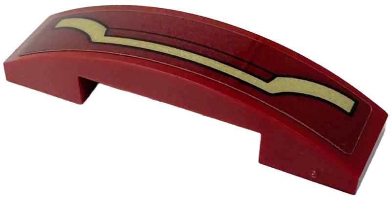 Slope, Curved 4 x 1 x 2/3 Double with Gold Narrow Armor Plate and Black Lines Pattern (Sticker) - Set 76247