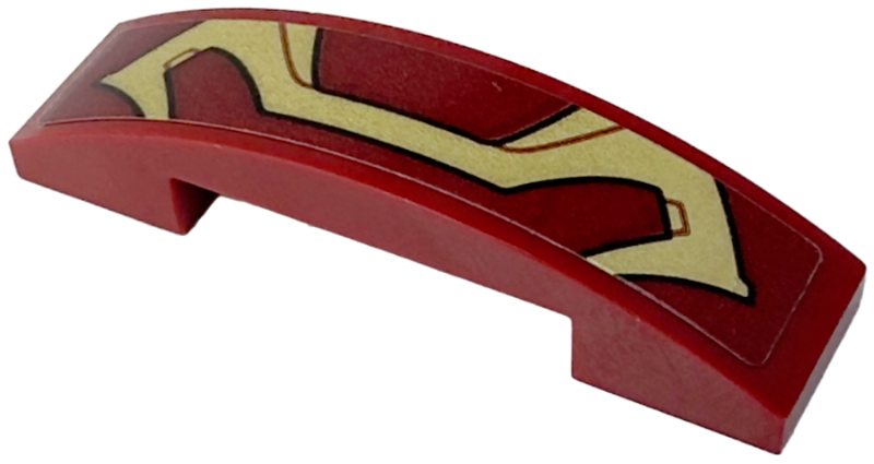 Slope, Curved 4 x 1 x 2/3 Double with Gold Wide Armor Plate and Black Lines Pattern (Sticker) - Set 76247