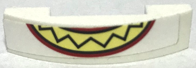Slope, Curved 4 x 1 x 2/3 Double with Black and Red Grinning Mouth with Bright Light Yellow Teeth Pattern (The Joker Face Bottom Section) (Sticker) - Set 70922