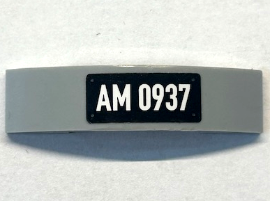 Slope, Curved 4 x 1 x 2/3 Double with White 'AM 0937' on Black Background Pattern (Sticker) - Set 40448