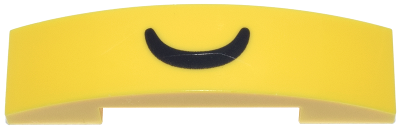Slope, Curved 4 x 1 x 2/3 Double with Black Smile Curved Line Pattern