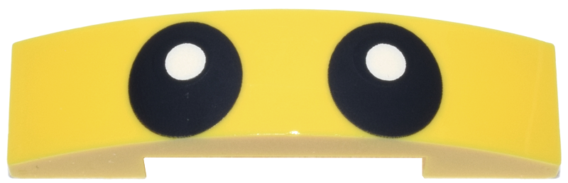 Slope, Curved 4 x 1 x 2/3 Double with Black Eyes with White Glints Pattern