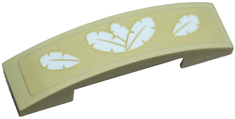 Slope, Curved 4 x 1 x 2/3 Double with White Feathers on Tan Background Pattern (Sticker) - Set 40443