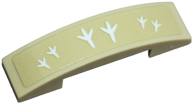 Slope, Curved 4 x 1 x 2/3 Double with White Bird Footprint on Tan Background Pattern (Sticker) - Set 40443