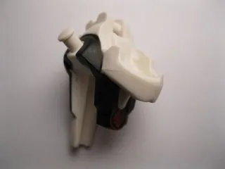 Minifigure, Head, Modified Skull, Jaw Lower with Black Armor and Dark Red Cracks Pattern