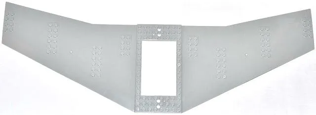 Wing Plate 20 x 56 x 2/3 with 6 x 10 Cutout and 4 Holes