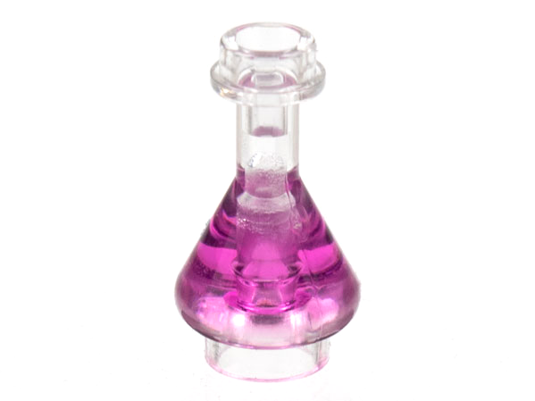 Minifigure, Utensil Bottle, Erlenmeyer Flask with Molded Trans-Dark Pink Fluid Pattern