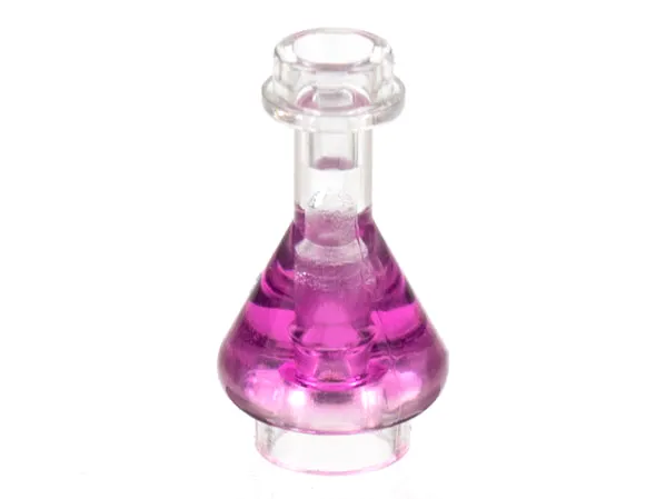 Minifigure, Utensil Bottle, Erlenmeyer Flask with Molded Trans-Dark Pink Fluid Pattern