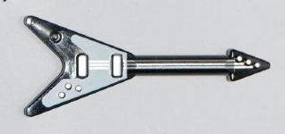 Minifigure, Utensil Musical Instrument, Guitar Electric 'Flying V' with White Pickguard Pattern