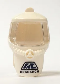 Minifigure, Headgear Hood Hazard Suit with Trans-Clear Face Shield and 'AC RESEARCH' Pattern