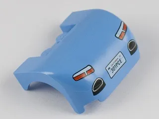 Vehicle, Mudguard 3 x 4 x 1 2/3 Curved with Back with Taillights, Exhaust and '301PCE' License Plate Pattern
