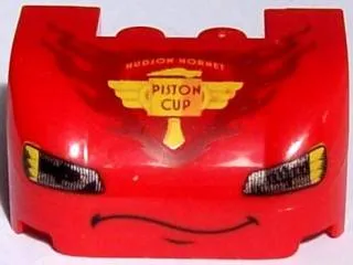 Vehicle, Mudguard 3 x 4 x 1 2/3 Curved with Front with Headlights, Thin Curved Smile and 'PISTON CUP' Pattern