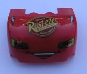 Vehicle, Mudguard 3 x 4 x 1 2/3 Curved with Front with Headlights, Open Mouth Grille, Lightning Bolts and 'Rust-eze' Pattern