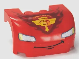 Vehicle, Mudguard 3 x 4 x 1 2/3 Curved with Front with Headlights, Thin Smile, Chin Dimple and 'PISTON CUP' Pattern