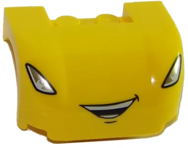 Vehicle, Mudguard 3 x 4 x 1 2/3 Curved with Silver Slanted Headlights and Open Mouth Smile with Teeth Separated Pattern