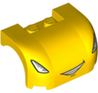 Vehicle, Mudguard 3 x 4 x 1 2/3 Curved with Silver Slanted Headlights and Open Mouth Smile with Teeth Together Pattern