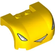 Vehicle, Mudguard 3 x 4 x 1 2/3 Curved with Silver Slanted Headlights and Open Mouth Smile with Teeth Together Pattern