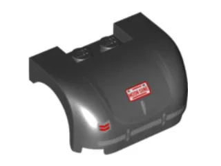 Vehicle, Mudguard 3 x 4 x 1 2/3 Curved with Back with Taillight, Bumper, Trunk Outline and Handle and 'MOON SHNE' License Plate Pattern