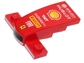 Wedge 4 x 2 x 1 1/3 with 1 x 4 Base with Black and White Stripes, 'HUBLOT', Shell Logo, 'TNT', 'KASPERSKY lab', 'PIRELLI', 'FIAT' and Ferrari Logo Pattern (Sticker) - Set 40190