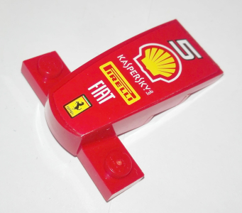 Wedge 4 x 2 x 1 1/3 with 1 x 4 Base with '5', Shell Logo, 'KASPERSKY lab', 'PIRELLI', 'FIAT' and Ferrari Logo Pattern (Sticker) - Set 30190
