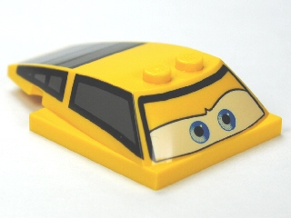 Wedge 6 x 4 x 1 1/3 with 4 x 4 Base with Blue Eyes, Windows and Rear Grille Pattern