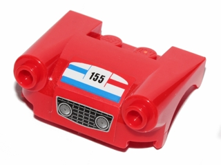 Vehicle, Mudguard 3 x 4 with Grille, Headlights, Blue and Red Stripes and '155' Pattern (Stickers) - Set 30193