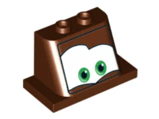 Windscreen 2 x 3 x 2 with 2 x 4 Base with Green Eyes on White Background Pattern 6, Curved Bottom "Eyelids" Pattern