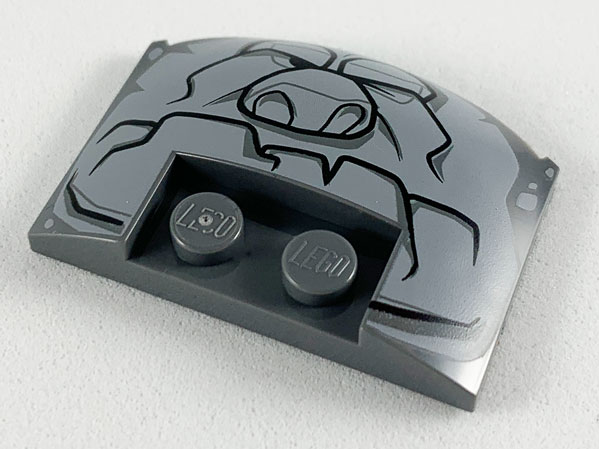 Wedge 3 x 4 x 2/3 Triple Curved with Light Bluish Gray Rock Creature Face Pattern