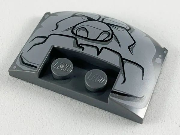 Wedge 3 x 4 x 2/3 Triple Curved with Light Bluish Gray Rock Creature Face Pattern