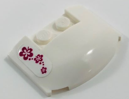 Wedge 3 x 4 x 2/3 Triple Curved with 3 Magenta Flowers Pattern (Sticker) - Set 41091