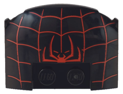 Wedge 3 x 4 x 2/3 Triple Curved with Red Spider Half and Web Pattern