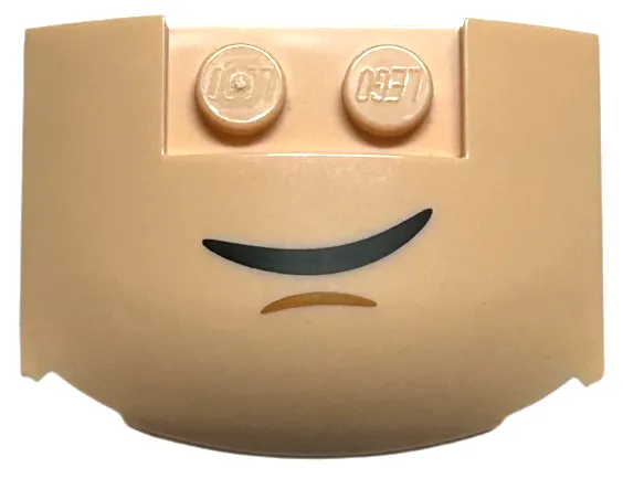 Wedge 3 x 4 x 2/3 Triple Curved with Black Lopsided Grin and Medium Nougat Chin Dimple Pattern (HP Dobby Mouth)