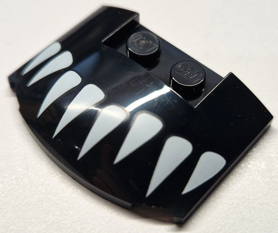 Wedge 3 x 4 x 2/3 Triple Curved with 8 Sharp White Teeth Pattern (Venomized Groot Upper Jaw)