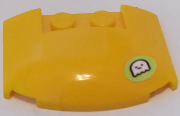 Wedge 3 x 4 x 2/3 Triple Curved with Black and White Ghost in Yellowish Green Circle Pattern (Sticker) - Set 70428