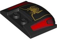 Wedge 3 x 4 x 2/3 Triple Curved with Gold Spider Logo and Red and Dark Red Panels Pattern