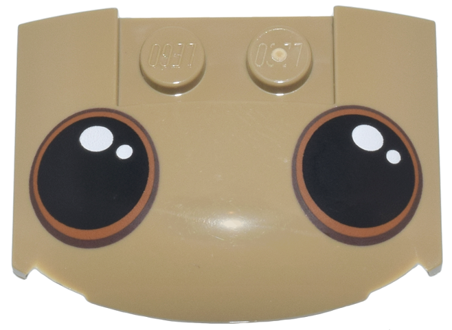 Wedge 3 x 4 x 2/3 Triple Curved with Black Eyes with Dark Brown and Dark Orange Iris Outlines and White Glints Pattern (Dancing Groot)