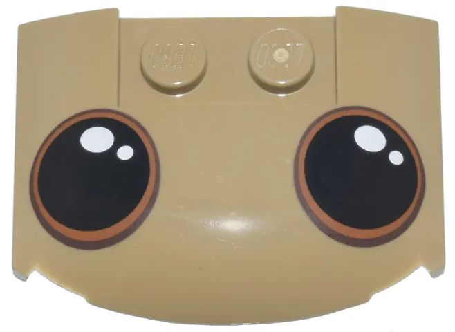 Wedge 3 x 4 x 2/3 Triple Curved with Black Eyes with Dark Brown and Dark Orange Iris Outlines and White Glints Pattern (Dancing Groot)