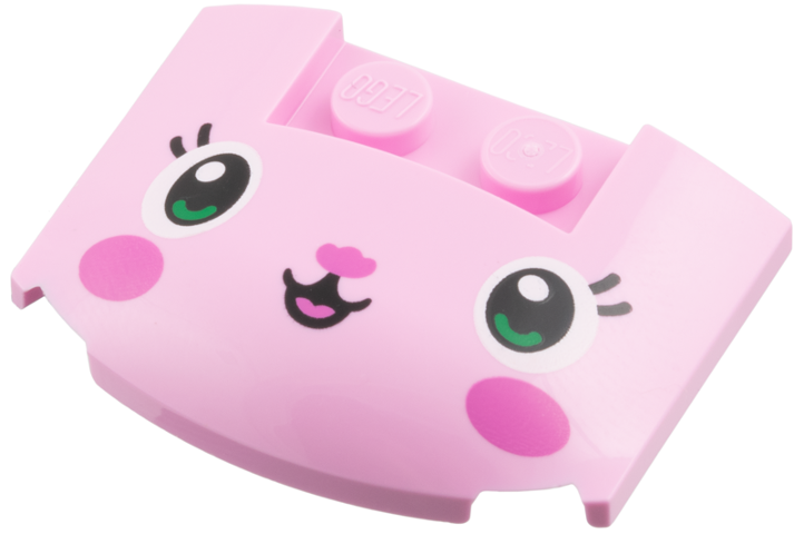 Wedge 3 x 4 x 2/3 Triple Curved with Black Eyelashes, Dark Pink Nose and Cheeks Pattern (Kitty Fairy)