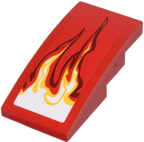 Slope, Curved 4 x 2 with White and Yellow Flames Pattern Model Left Side (Sticker) - Set 9441