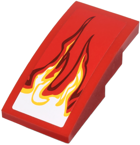 Slope, Curved 4 x 2 with White and Yellow Flames Pattern Model Right Side (Sticker) - Set 9441