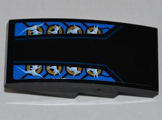 Slope, Curved 4 x 2 with 8 Gold Semicircles and Electric Sparks Pattern (Sticker) - Set 9442