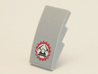 Slope, Curved 4 x 2 with Miners Logo (Helmet with Crossed Pickaxes in Gear) Pattern (Sticker) - Set 4204