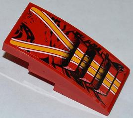 Slope, Curved 4 x 2 with Orange and White Lines and 3 Air Intakes Pattern (Sticker) - Set 9092