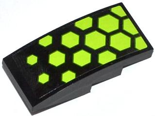 Slope, Curved 4 x 2 with Lime Hexagons Pattern (Sticker) - Set 70708
