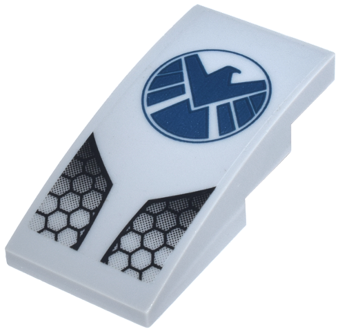 Slope, Curved 4 x 2 with Dark Blue SHIELD Logo and Black Honeycomb Panels Pattern (Sticker) - Set 6869