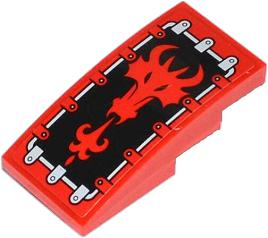 Slope, Curved 4 x 2 with Red Fire Breathing Dragon Head Pattern (Sticker) - Set 70404