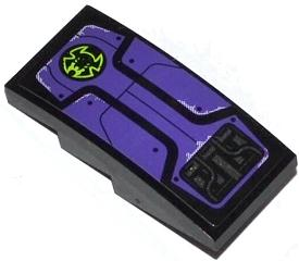Slope, Curved 4 x 2 with Lime Bat Head in Black Circle, Dark Purple Panels and Bolts Pattern (Sticker) - Set 70128