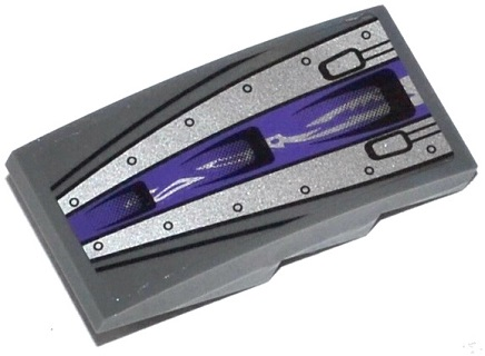 Slope, Curved 4 x 2 with Dark Purple Stripe, Silver Armor Plates with Rivets, and Black Air Intakes Pattern (Sticker) - Set 70722
