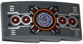 Slope, Curved 4 x 2 with Grilles, Fans, Silver and Purple Spiral and Mechanical Pattern (Sticker) - Set 70168