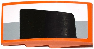 Slope, Curved 4 x 2 with White and Light Bluish Gray Stripes and Half Black Rear Window Pattern Model Right Side (Sticker) - Set 75912